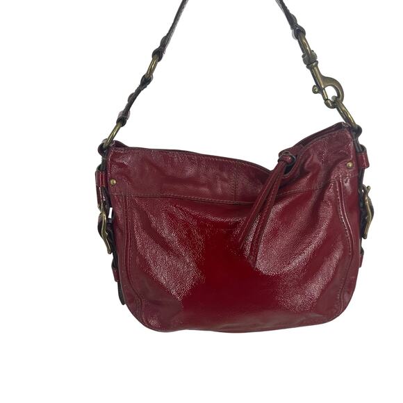 Y2K Coach Shoulder Handbag Zoe Red Patent Leather Authentic E0873-12735 - Picture 1 of 14